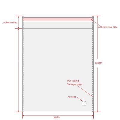 맞춤형 티셔츠 포장 투명 투명한 자착제와 함께 Opp 플라스틱 가방